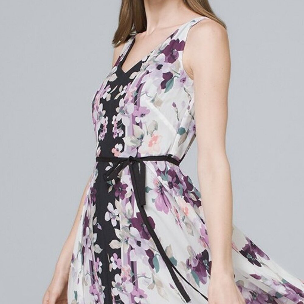 WHBM $150 GORGEOUS! Floral Handkerchief-Hem Dress Lilac Lavender 14 - Picture 4 of 8